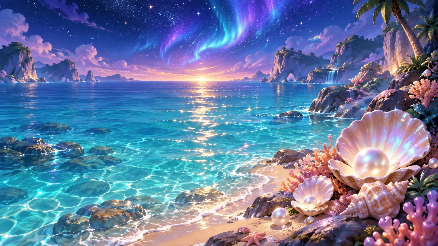 梦境海岸:星光在海面上铺出一条通往远方的光路